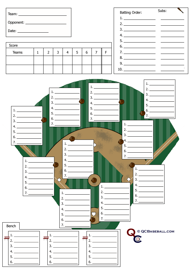 Softball Defensive Lineup Card